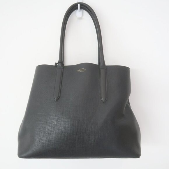 Smythson Business Tote Bag in Black Panama Leather - Picture 1 of 12